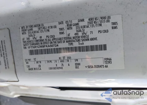 2015 Ford Transit-250 T-250 from USA, damaged, VIN 1FTNR1ZM9FKA50724